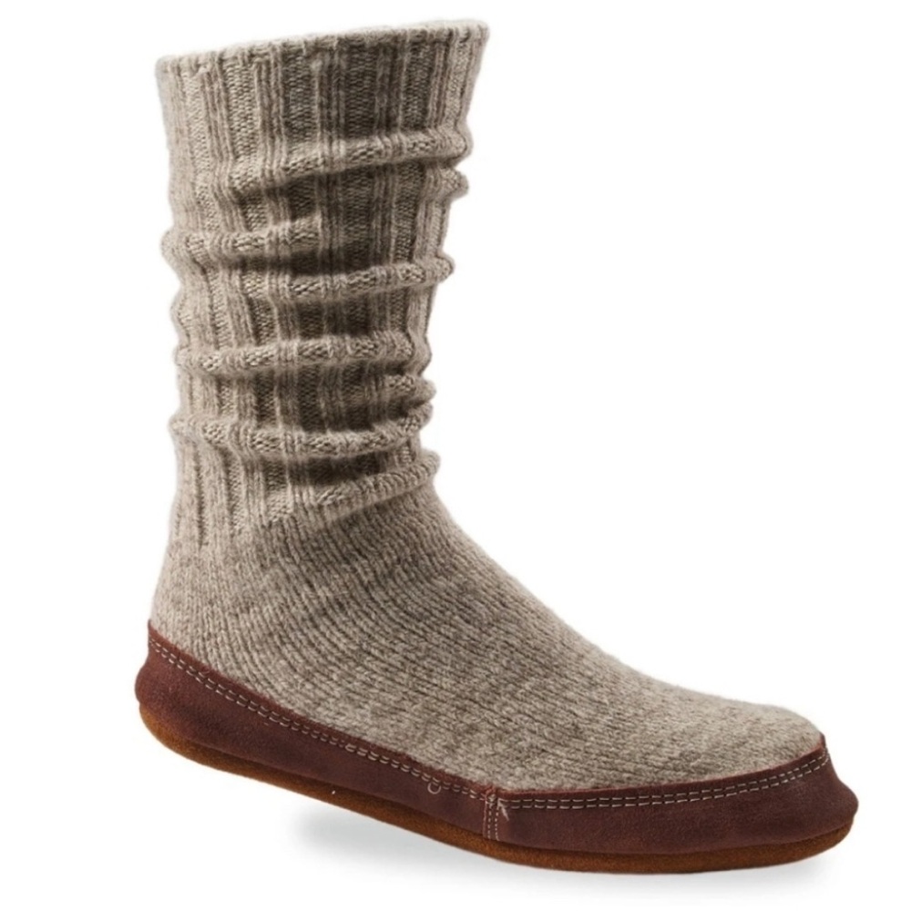 Acorn Rag Wool Slipper Socks NEW Suede Leather Sole  Men’s 12-13 Warm Winter